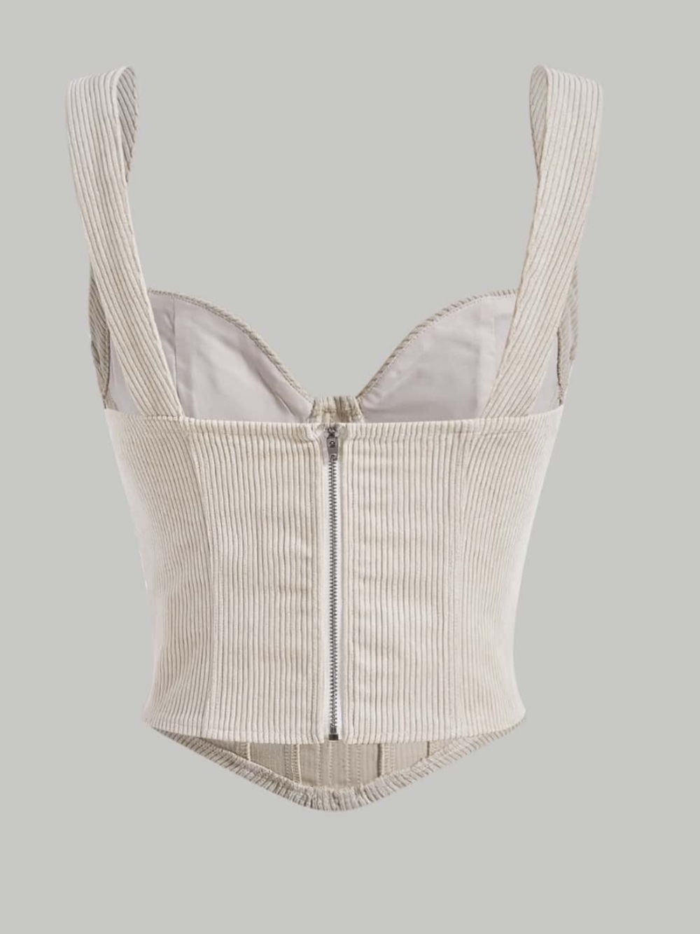 Cream Ribbed Corset Tank Top - Picture 4 of 7